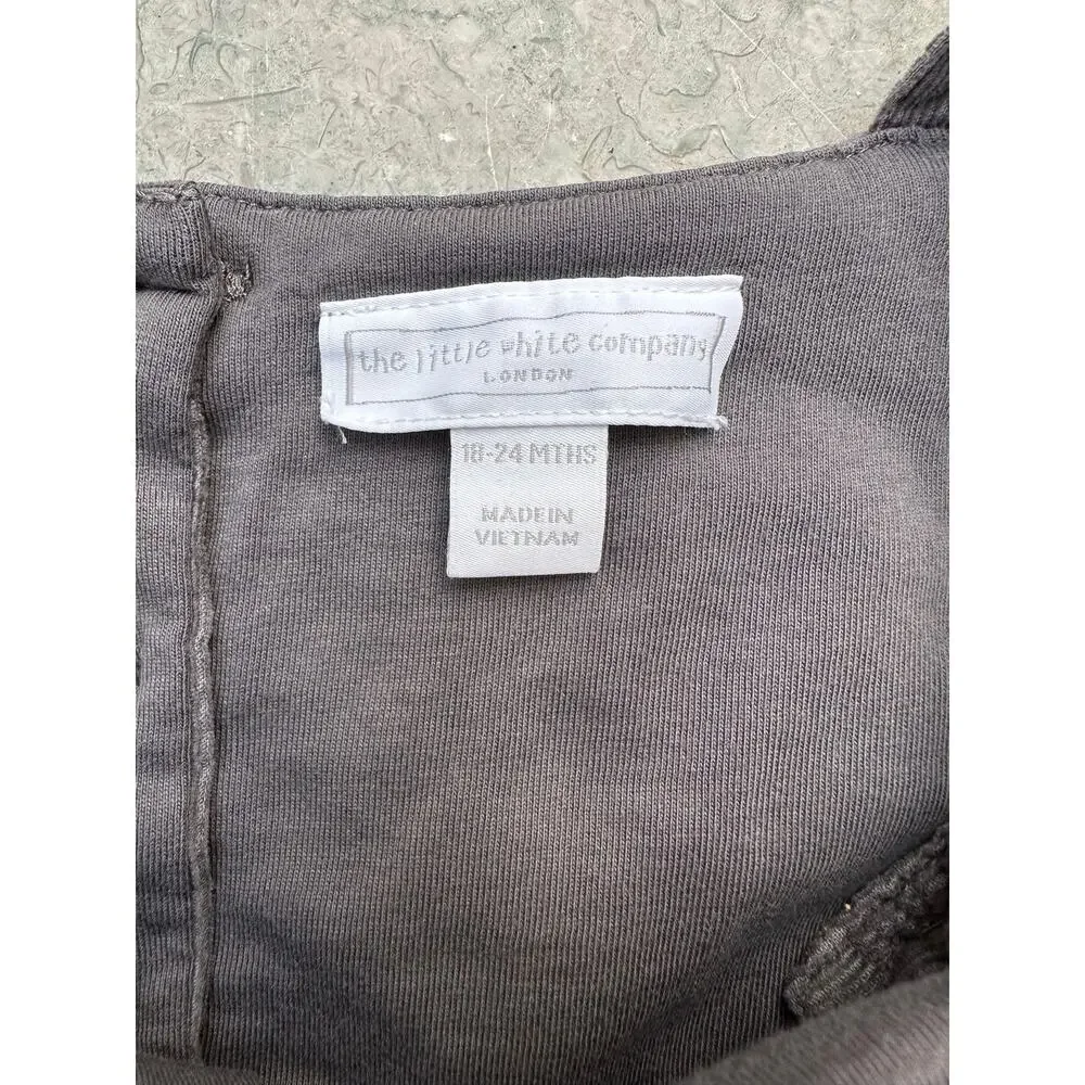 The Little White Company Corduroy Ruffled Jumpsuit, Baby Size 18-24mo, Gray